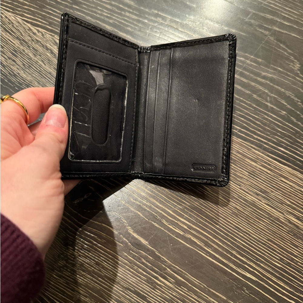 Coach Black Card Case with Glossy Accent - Picture 2 of 8